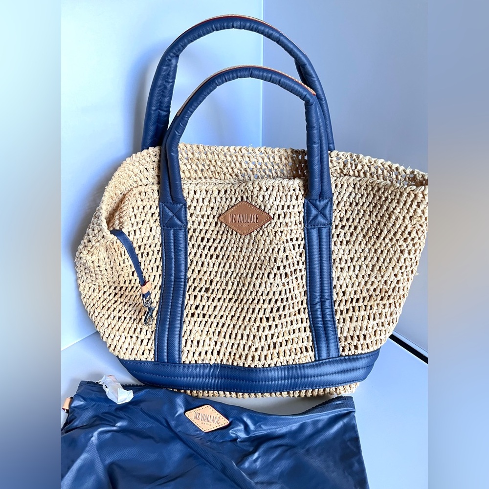 MZ WALLACE Tote Raffia | Navy NWOT - Picture 3 of 10